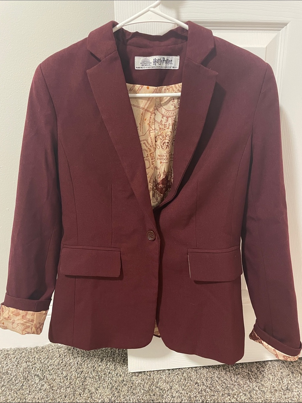 Harry Potter Women's Burgundy Single-Button Blazer